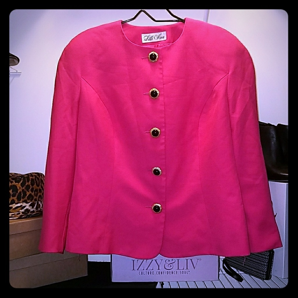 Lilly Ann hot pink cape sleeve blazer